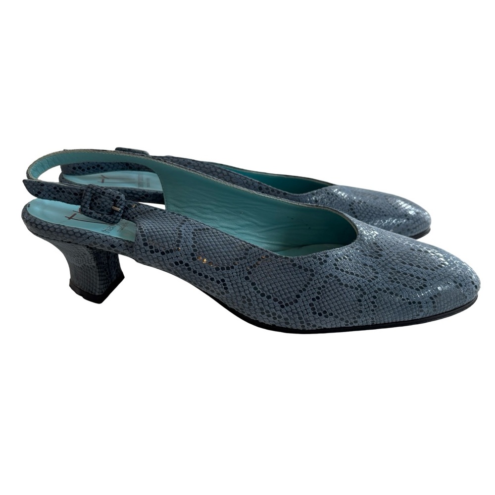 THIERRY RABOTIN Teal Snakeskin Pumps Sz 40 1/2